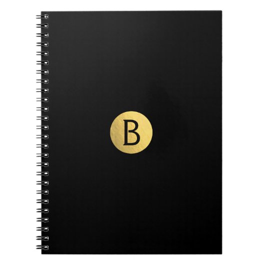 Zwart (elke kleur) Gold Foil Modern Monogram Trend Notitieboek (Voorkant)