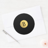 Zwart (elke kleur) Gouden folie Modern Monogram Ch Ronde Sticker (Envelop)