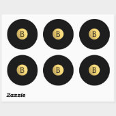 Zwart (elke kleur) Gouden folie Modern Monogram Ch Ronde Sticker (Vel)