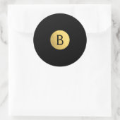 Zwart (elke kleur) Gouden folie Modern Monogram Ch Ronde Sticker (Tas)