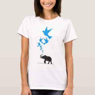 Zwart ellephant Blue Birds Concept Design T-shirt