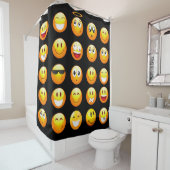 Zwart Emojis badkamer douchegordijn (In situ)