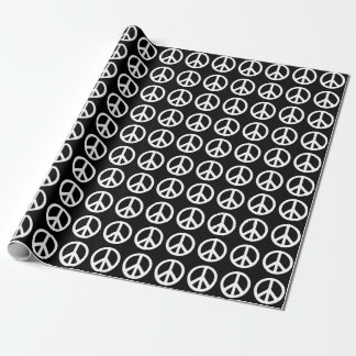 Zwart en 4 wit vredessymboolpatroon cadeaupapier