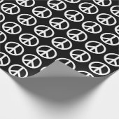 Zwart en 4 wit vredessymboolpatroon cadeaupapier (Hoek)