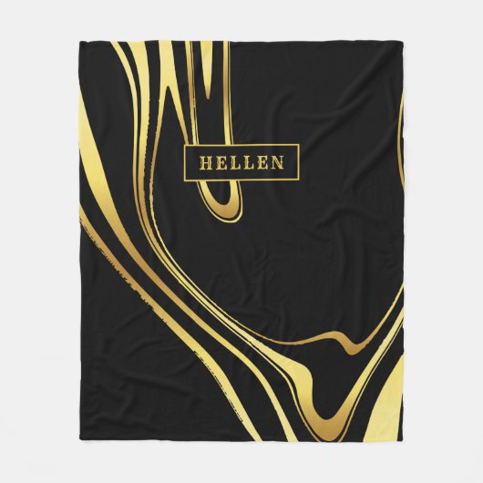 Zwart en abstract goudvormig ontwerp fleece deken (Voorkant)