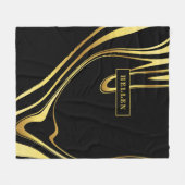 Zwart en abstract goudvormig ontwerp fleece deken (Voorkant (Horizontaal))