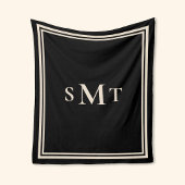 Zwart en amandel drieletterige monogram fleece deken