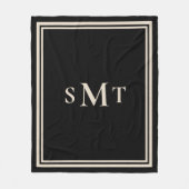 Zwart en amandel drieletterige monogram fleece deken (Voorkant)