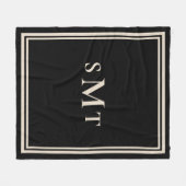 Zwart en amandel drieletterige monogram fleece deken (Voorkant (Horizontaal))
