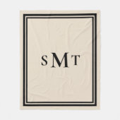 Zwart en amandel drieletterige monogram fleece deken (Voorkant)