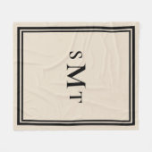 Zwart en amandel drieletterige monogram fleece deken (Voorkant (Horizontaal))