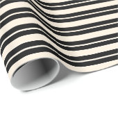 Zwart en amandelcrème met dubbel bandpatroon cadeaupapier (Rol Hoek)