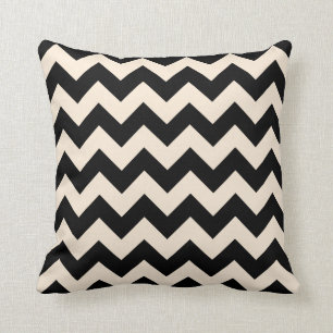Zwart en Antiek Witte Chevron Zigzag Kussen