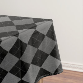 Zwart en antracietgrijs argylepatroon tafelkleed