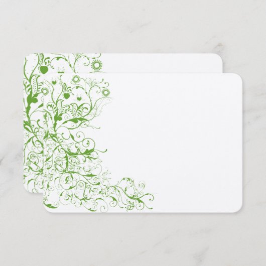 Zwart en Apple Green Love Bird Swirls RSVP (Voorkant / Achterkant)