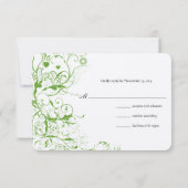 Zwart en Apple Green Love Bird Swirls RSVP (Achterkant)
