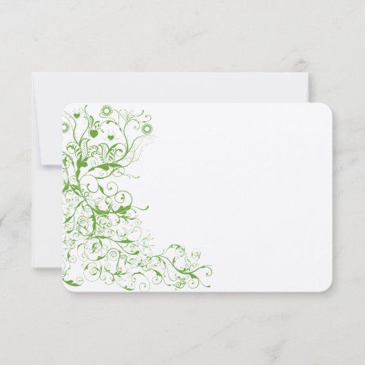 Zwart en Apple Green Love Bird Swirls RSVP (Voorkant)