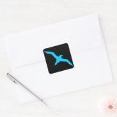 Zwart en Aqua Albatross Vierkante Sticker (Envelop)