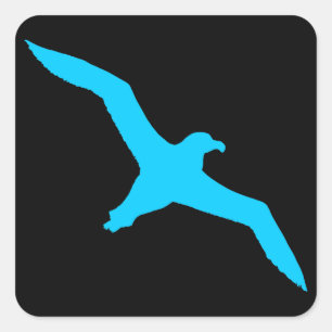 Zwart en Aqua Albatross Vierkante Sticker