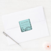  zwart en aqua blauw sparen de datum vierkante sticker (Envelop)