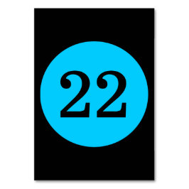 Zwart en Aqua Blauwe Cirkel Tafelnummer