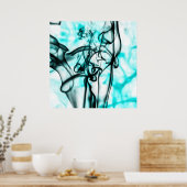 Zwart en Aqua Blauwgroen, Abstract rookpatroon Poster (Keuken)