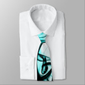 Zwart en Aqua Blauwgroen Abstract rookpatroon Stropdas (Gebonden)
