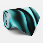 Zwart en Aqua Blauwgroen Abstract rookpatroon Stropdas (Opgerold)
