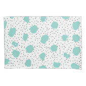 Zwart en Aqua Blue Abstracte Stippen Patroon Kussensloop (Voorkant)