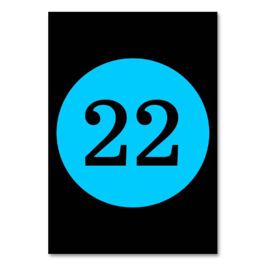 Zwart en Aqua Blue Circle Tafelnummer (Voorkant)