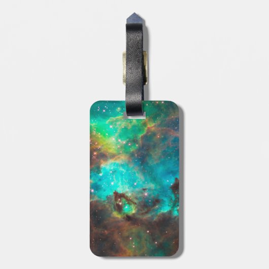  zwart en Aqua Drielettermonogram Bagagelabel (Achterkant verticaal)