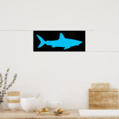 Zwart en Aqua Haai Poster (Keuken)