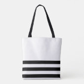 Zwart en Aqua Monogram Stripe Tote Bag (Achterkant)
