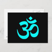 Zwart en Aqua Om Symbool Briefkaart (Voorkant / Achterkant)