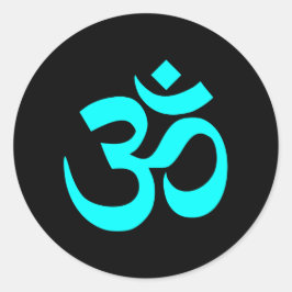 Zwart en Aqua Om Symbool Ronde Sticker