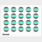 Zwart en Aqua Polka Dot Gift Label Sticker (Vel)