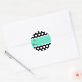 Zwart en Aqua Polka Dot Gift Label Sticker (Envelop)