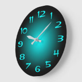 Zwart en Aqua Radial Gradient Grote Klok (Hoek)