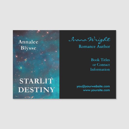 Zwart en Aqua Sample Book Hoesje Author Naamplaatje (Voorkant)