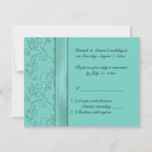 Zwart en Aqua Satin Lint RSVP-kaart RSVP Kaartje (Achterkant)