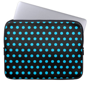 Zwart en aqua stippen laptop sleeve