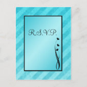 Zwart en Aqua Stripe R.S.V.P Briefkaart (Voorkant)
