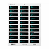 Zwart en Aqua Vredessymbool Etiket (Full Sheet)