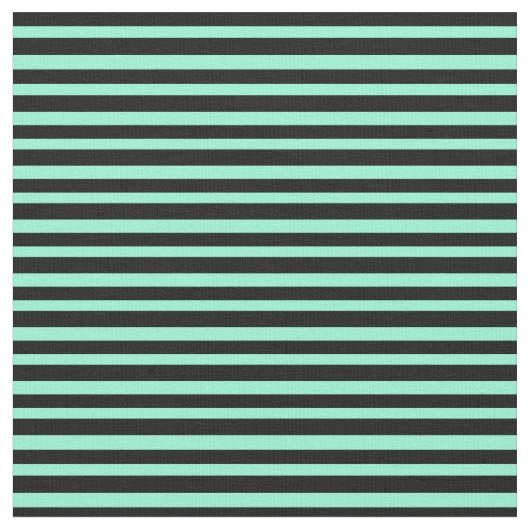 Zwart en Aquamarine Striped/Lined Pattern Stof (Close Up)