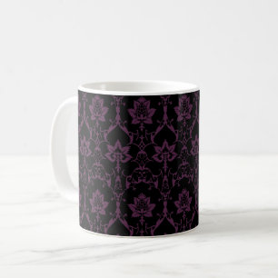 Zwart en aubergine Renaissance Damast Koffiemok