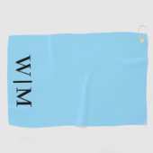 Zwart en Baby Blauw Gepersonaliseerde Golf Handdoe Golfhanddoek (Horizontaal)