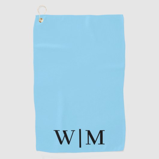 Zwart en Baby Blauw Gepersonaliseerde Golf Handdoe Golfhanddoek (Voorkant)
