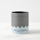 Zwart en baby blauw Modern Chevron Custom TEXT Mok (Midden)