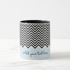 Zwart en baby blauw Modern Chevron Custom TEXT Mok