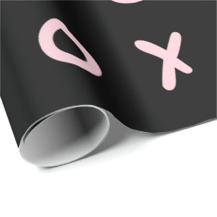 Zwart en Baby roze X O XO XO's Trendy Cute Cadeaupapier